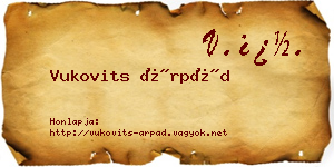 Vukovits Árpád névjegykártya